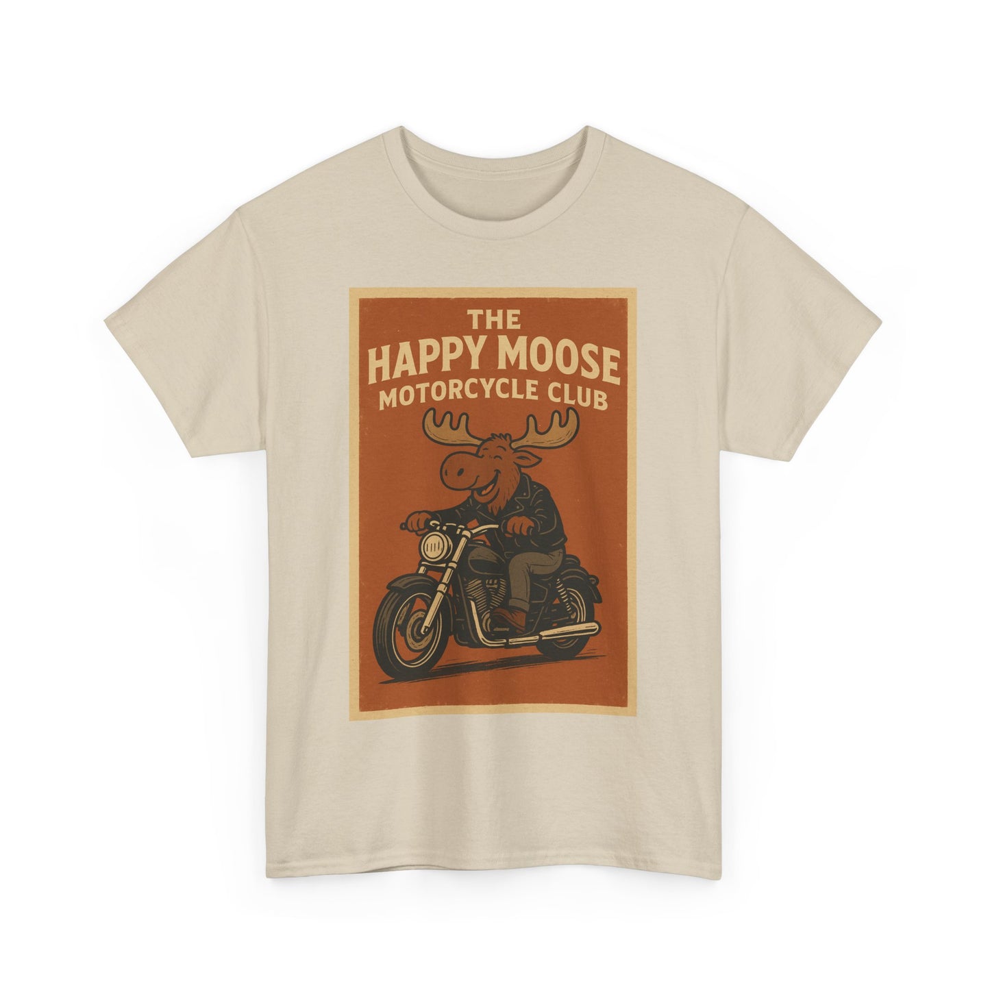 "Ride with style in the Happy Moose Motorcycle Club T-Shirt. Premium comfort, bold biker design—perfect for riders & fans alike."