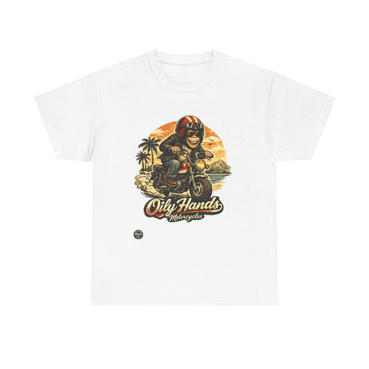 Oily Hands Motorcycle Rider Vintage Monkey Bike Sunset T-Shirt #008 E
