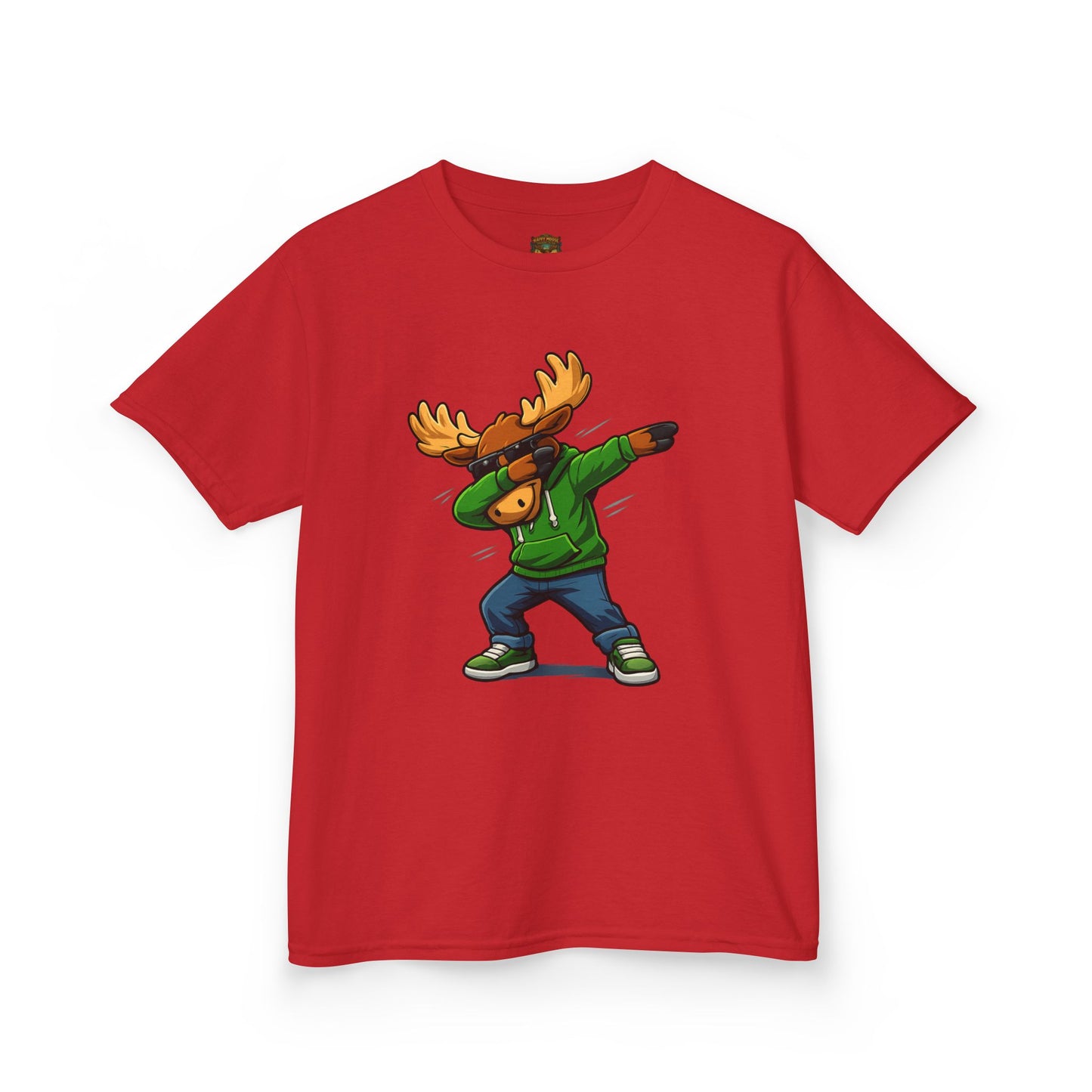 Kids Moose Dabbing T-Shirt — Fun Cartoon Moose Graphic Tee for Boys & Girls