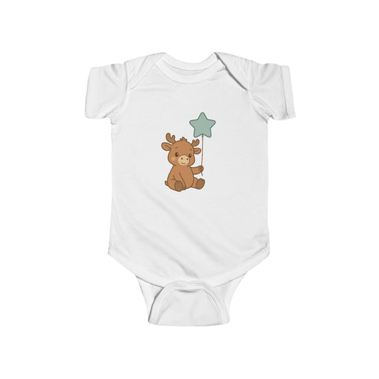 Cute Moose Baby Bodysuit – Teddy Holding Star Onesie