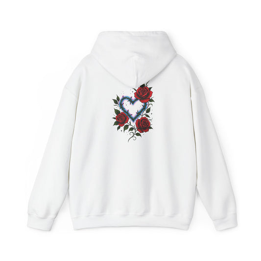 Hoodie — Smoky Heart with Red Roses Back Graphic