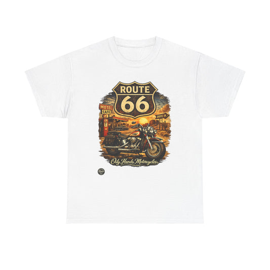 Oily Hands Route 66 Motorcycle Tee — Oily Hands Vintage Biker Retro Shirt #019 E