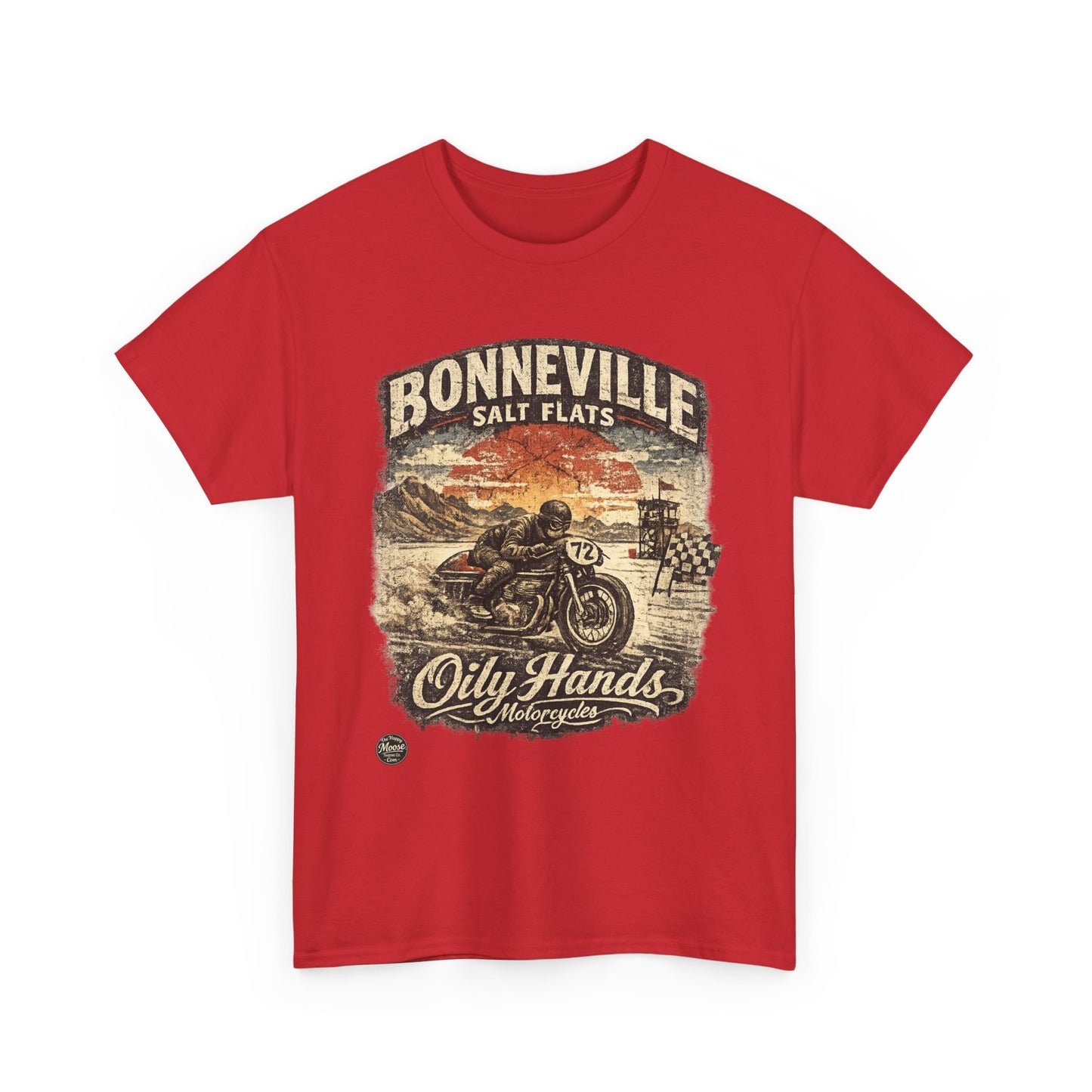 Oily Hands Bonneville Salt Flats Motorcycle Tee — Vintage Racing T-Shirt #006 E