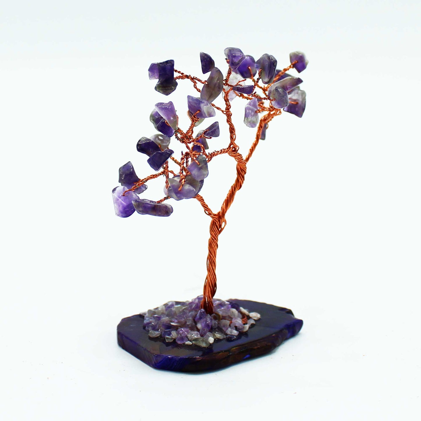 Edelsteinbaum – Amethyst auf natürlicher Achatbasis (35 Steine)