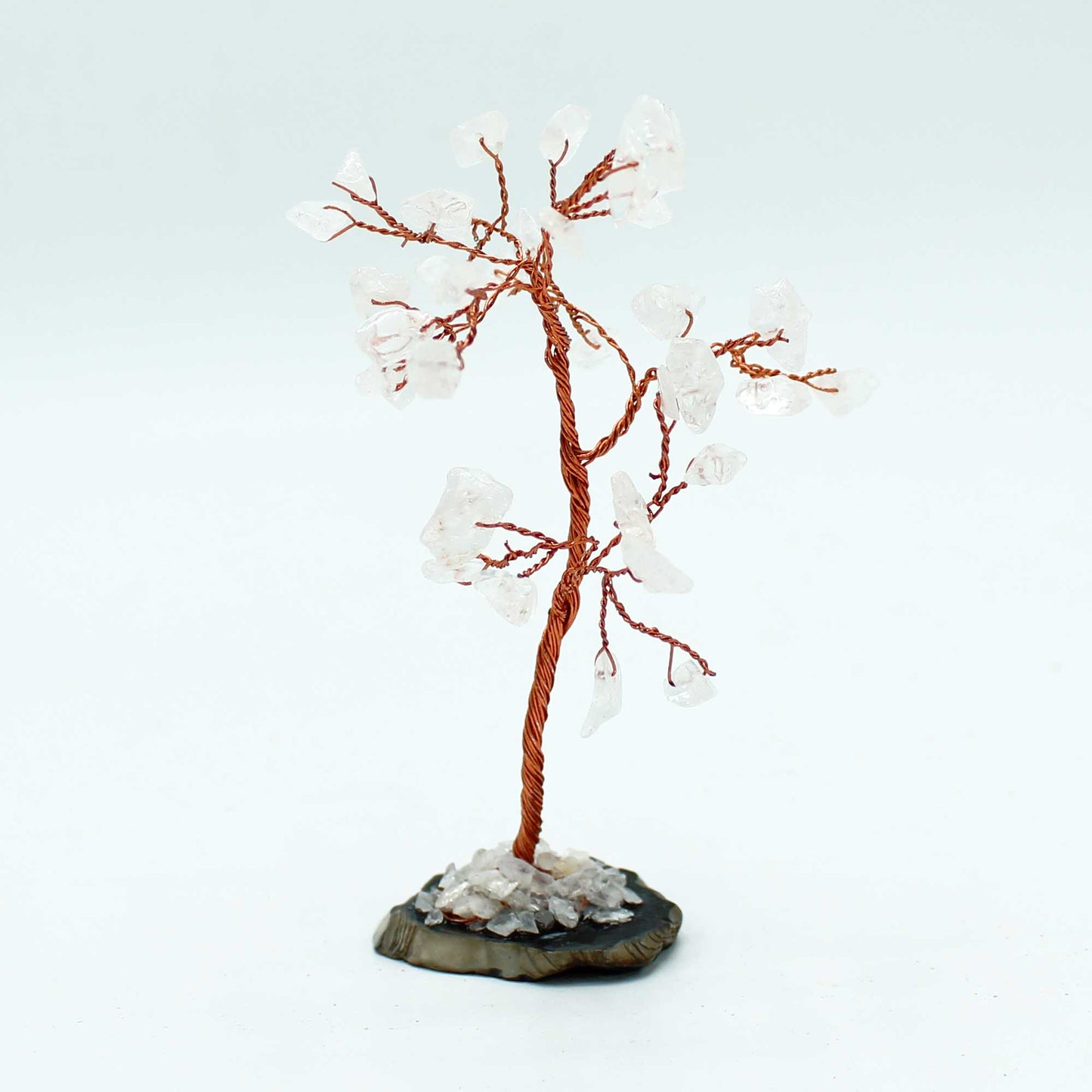 Edelsteinbaum - Bergquarz auf schwarzer Achatbasis (35 Steine)