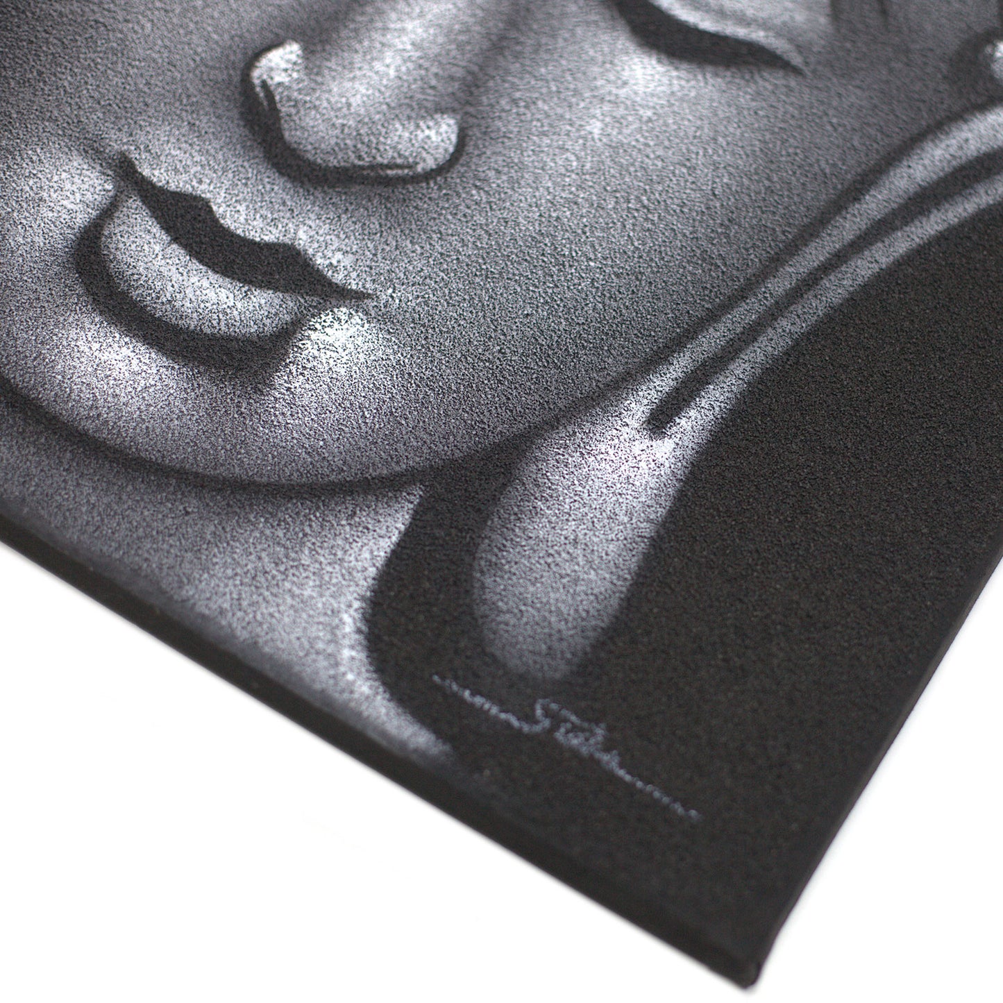 Buddha Painting - Grey Sand Finish. Sizes: H:80 W:60 D:3cm 