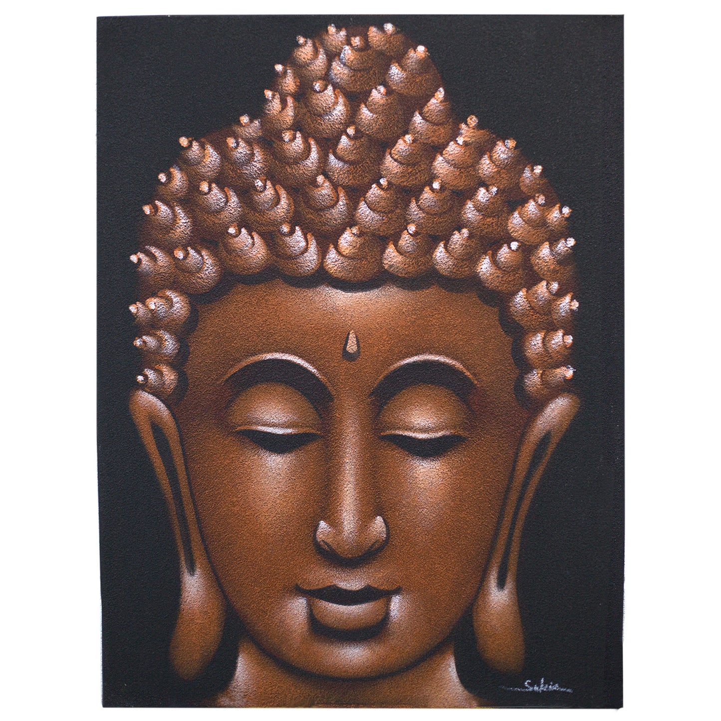 Buddha Painting - Copper Sand Finish. Sizes: H:80 W:60 D:3cm 