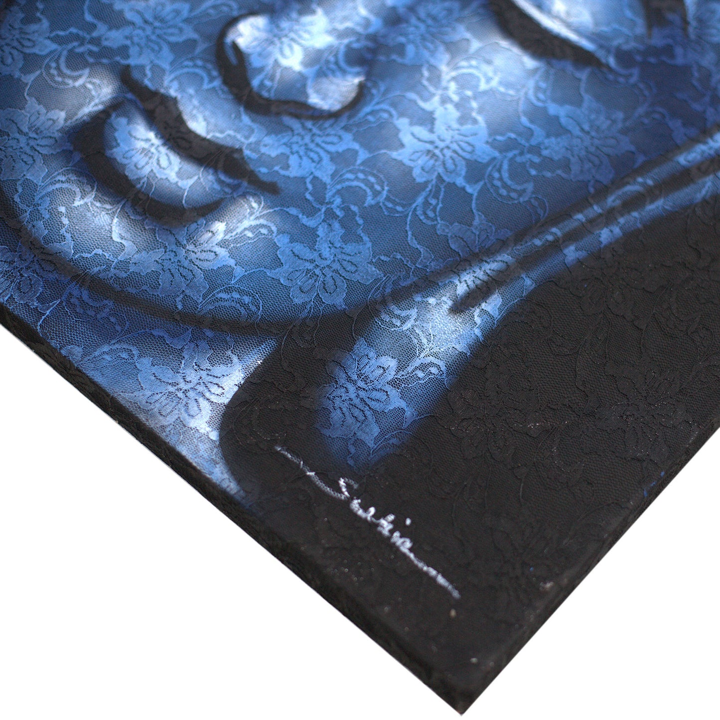 Buddah Painting - Blue Brocade Detail. Sizes: H:80 W:60 D:3cm 