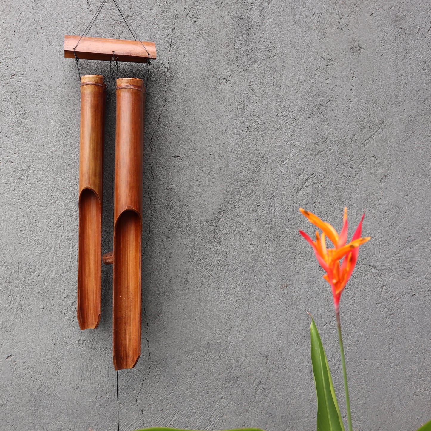 Bambus-Windspiel – Natürliches Finish – 4 große Röhren