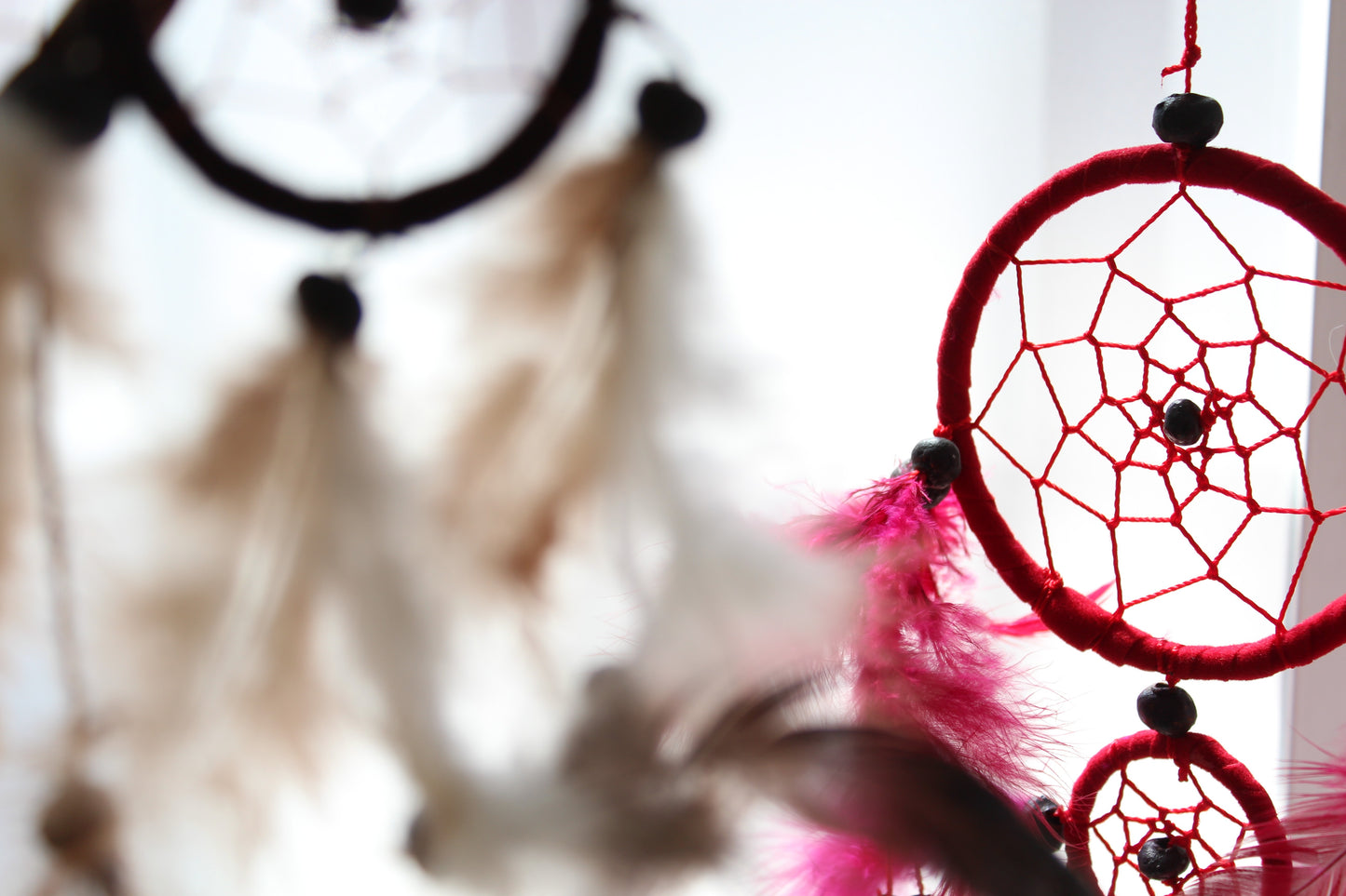 Bali Dreamcatchers - Large Round - Black/White/Red.Pack Of 3.