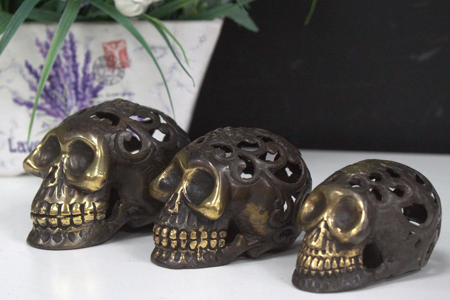 Vintage Messing Totenkopf - Lrg