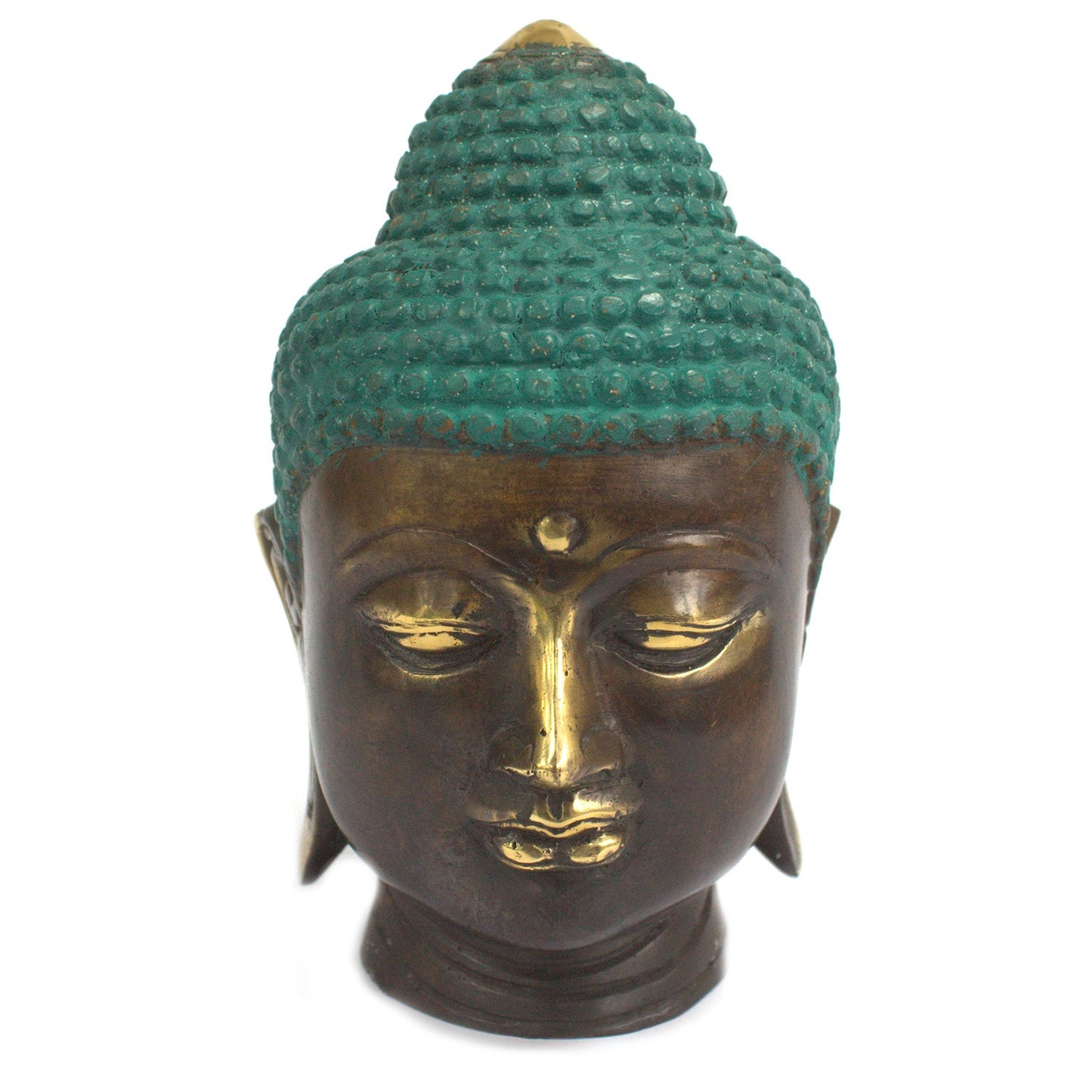 Großer klassischer Buddhakopf aus Messing