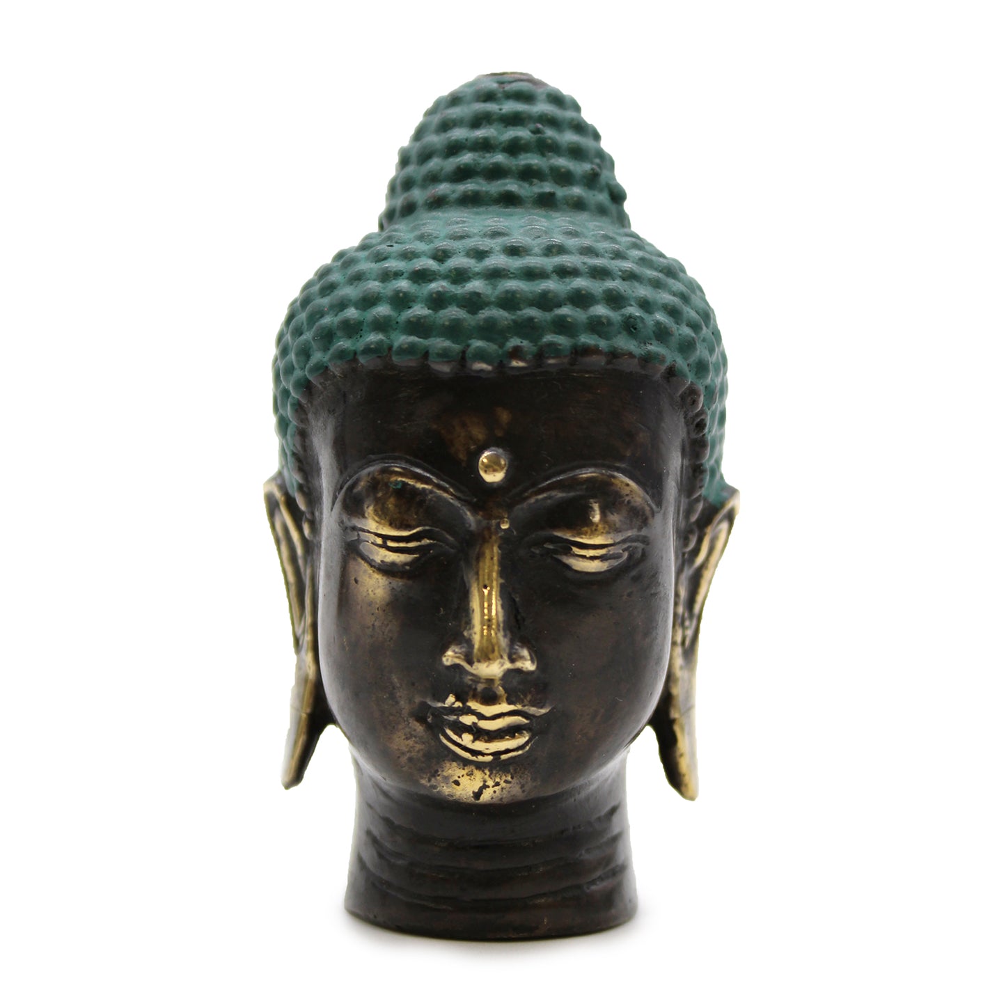 Kleiner antiker Buddhakopf aus Messing