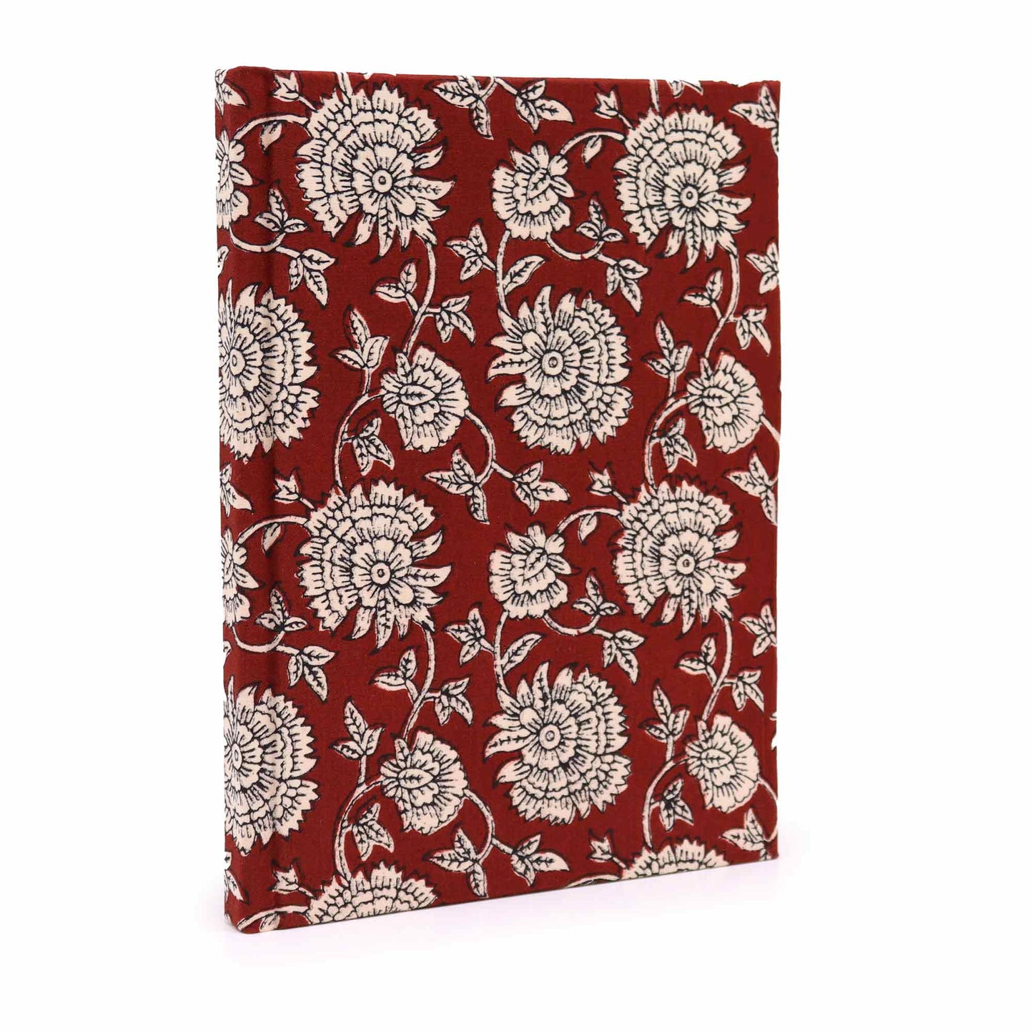Notizbücher mit Baumwolleinband, 20 x 15 cm, 96 Seiten, Burgunderrot mit Blumenmuster