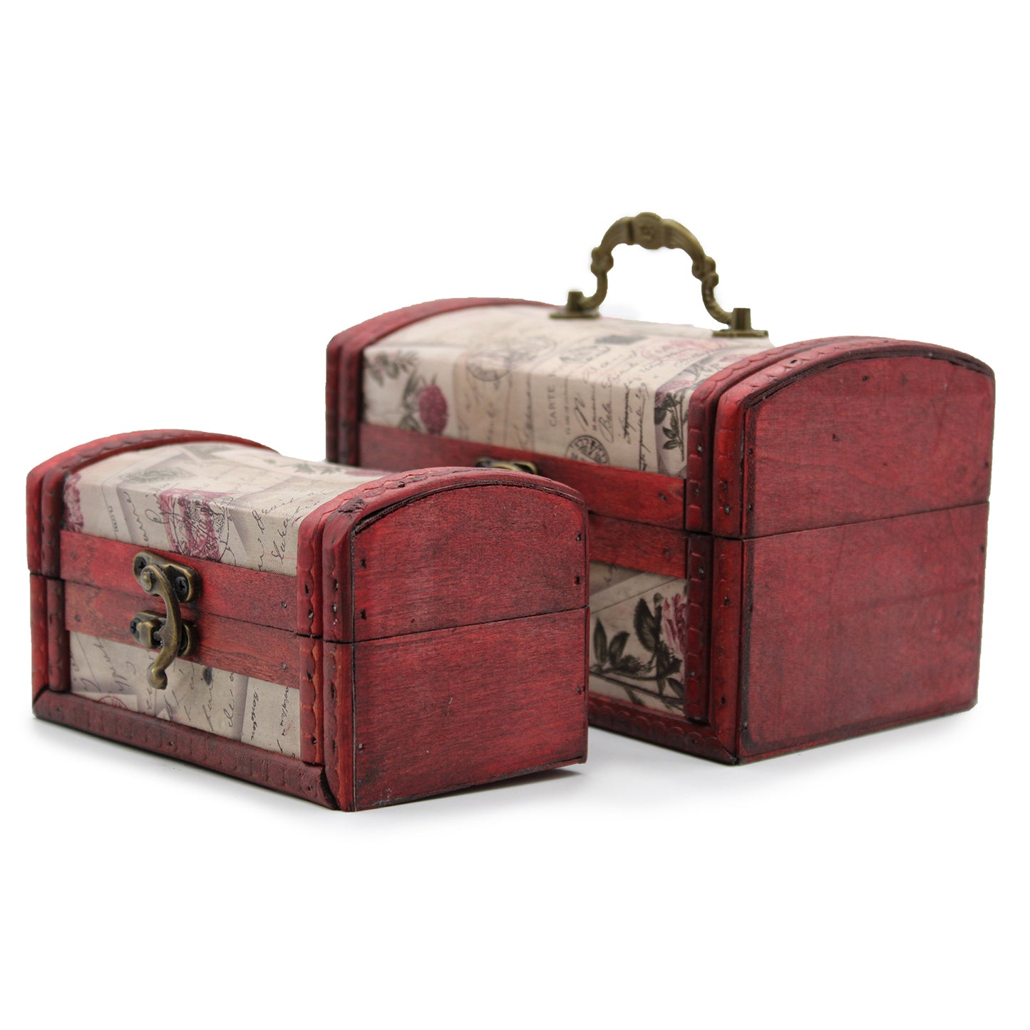 Sets of 2 Colonial Boxes - Rose Design. 17.5cm x 11cm x 11cm / 14.5cm x 8cm x 8cm