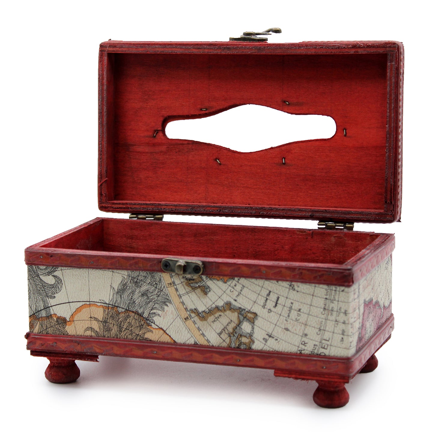 Tissue Box Old Map with Legs. 13x22x9,5 (cm),