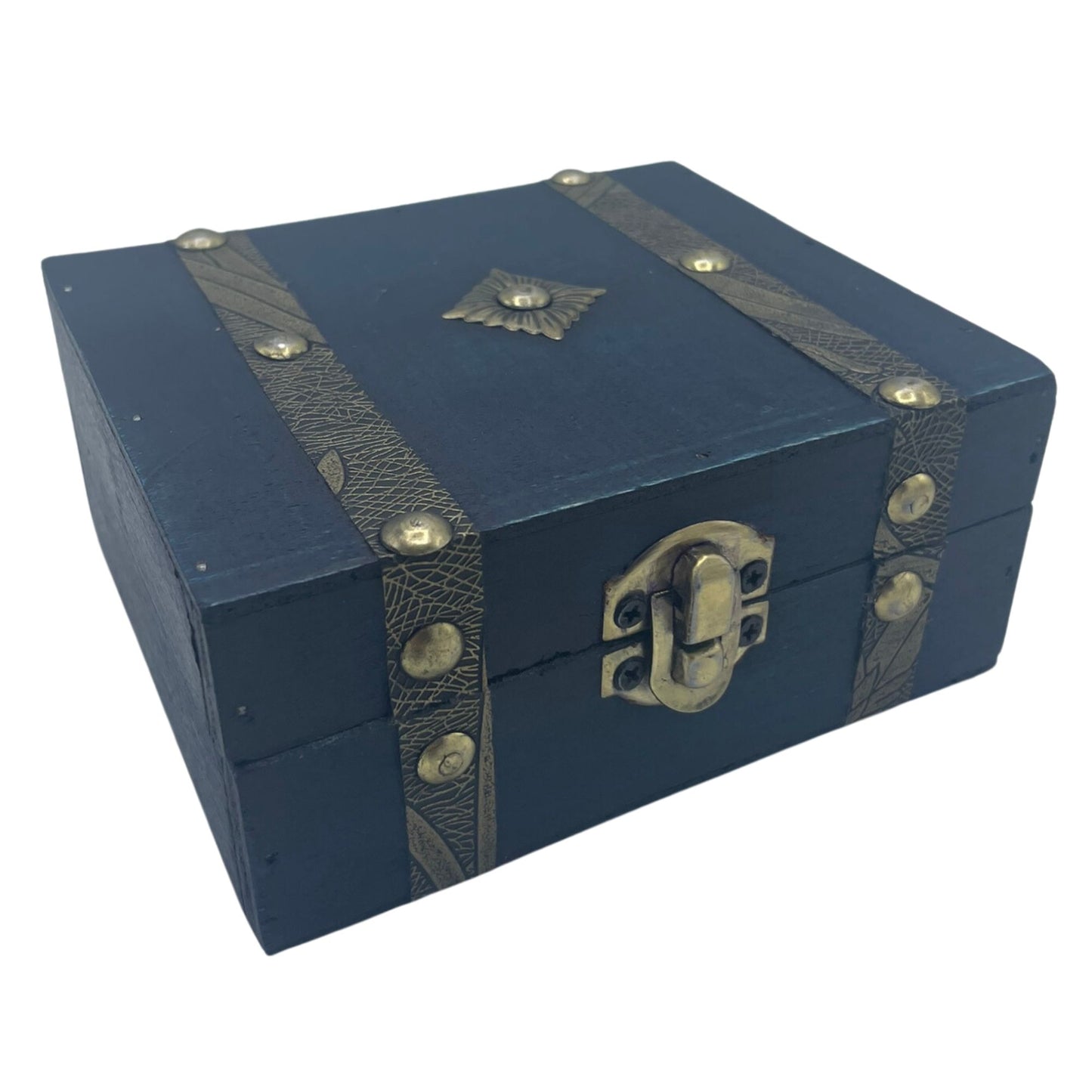 Square Tea Chest - Teal. 13x5.8x11 (cm)