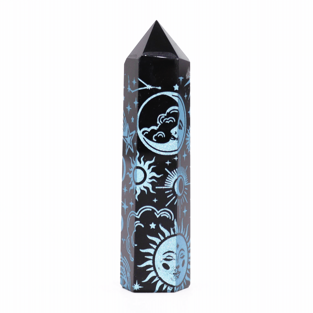 Schwarze Obsidianspitzen - Mystic Story - Himmelblau