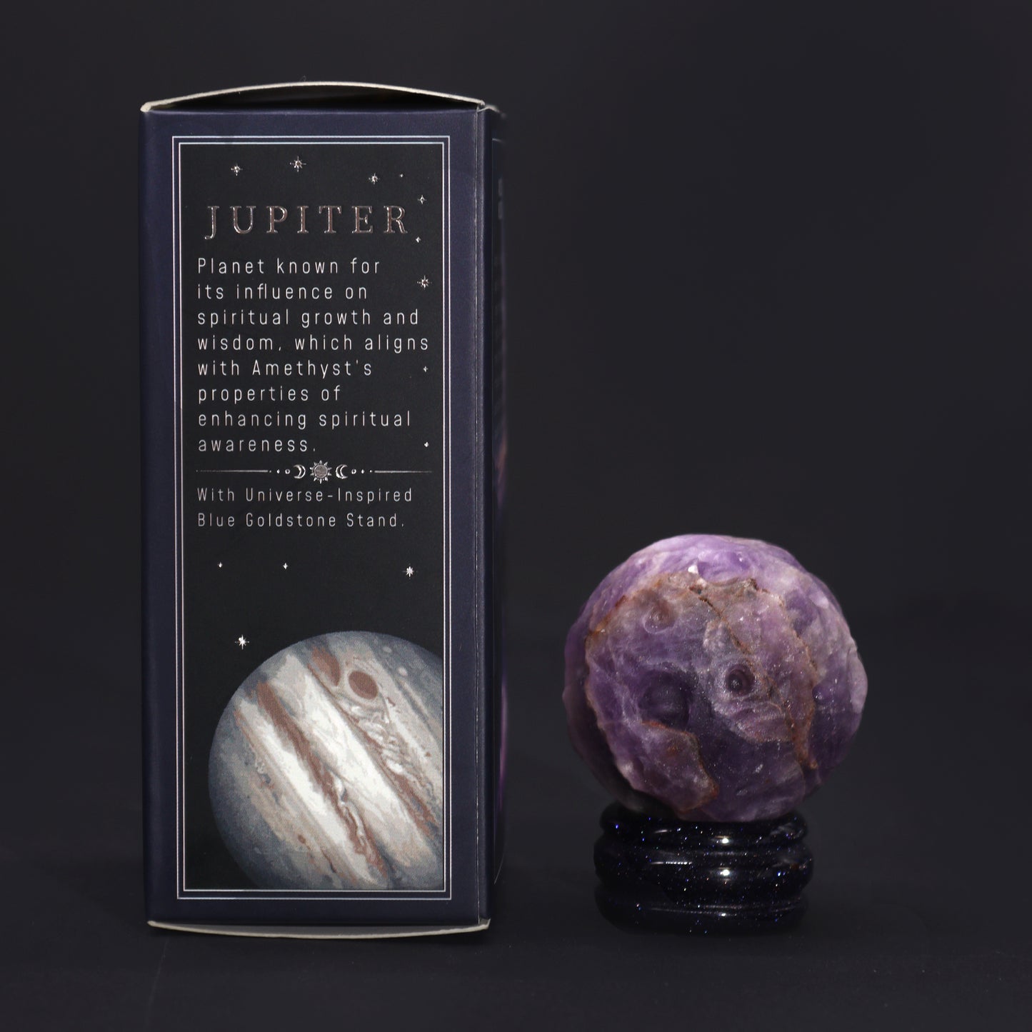 Ametyst-Planet auf einem Sola-Goldstone-Ständer (JUPITER)