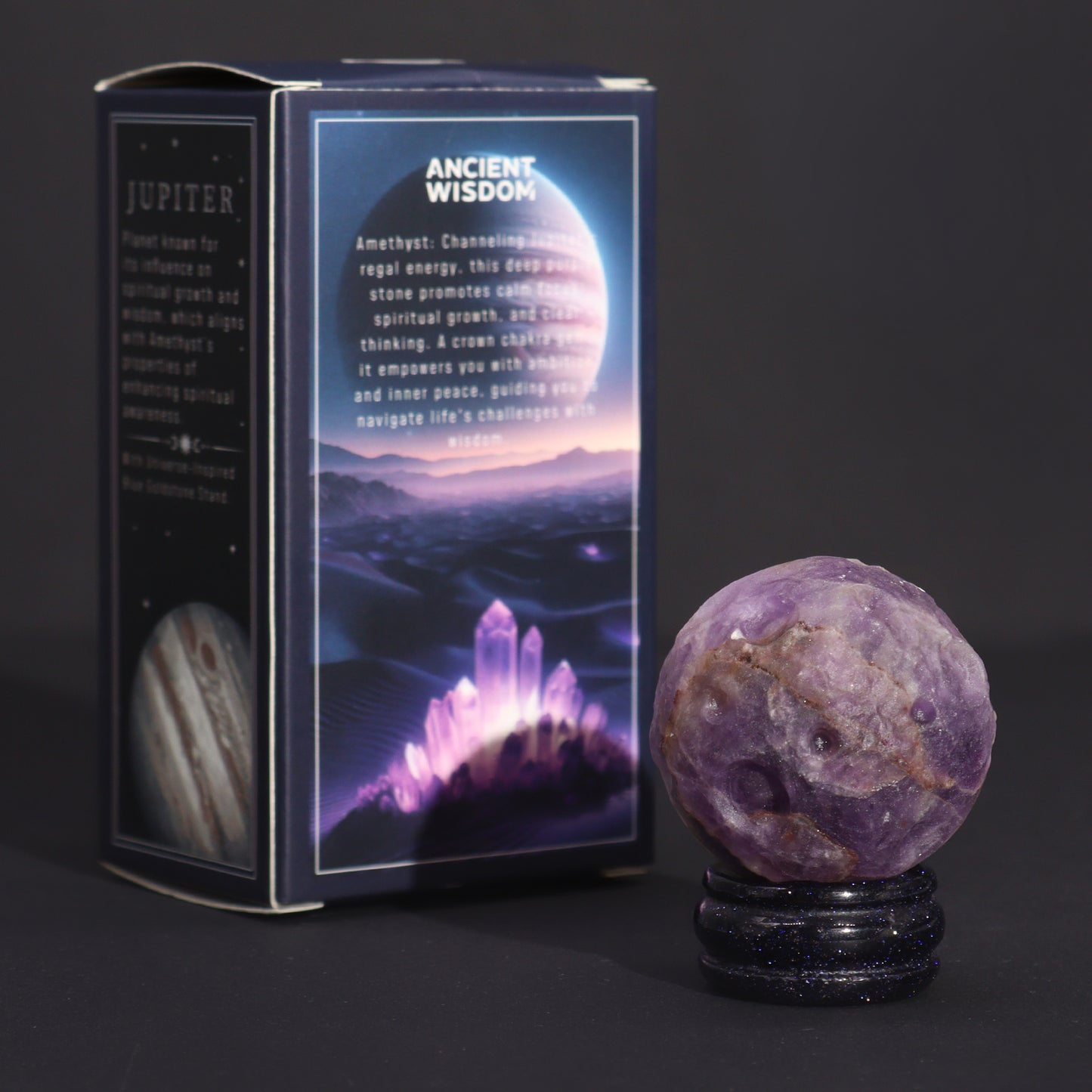 Ametyst-Planet auf einem Sola-Goldstone-Ständer (JUPITER)
