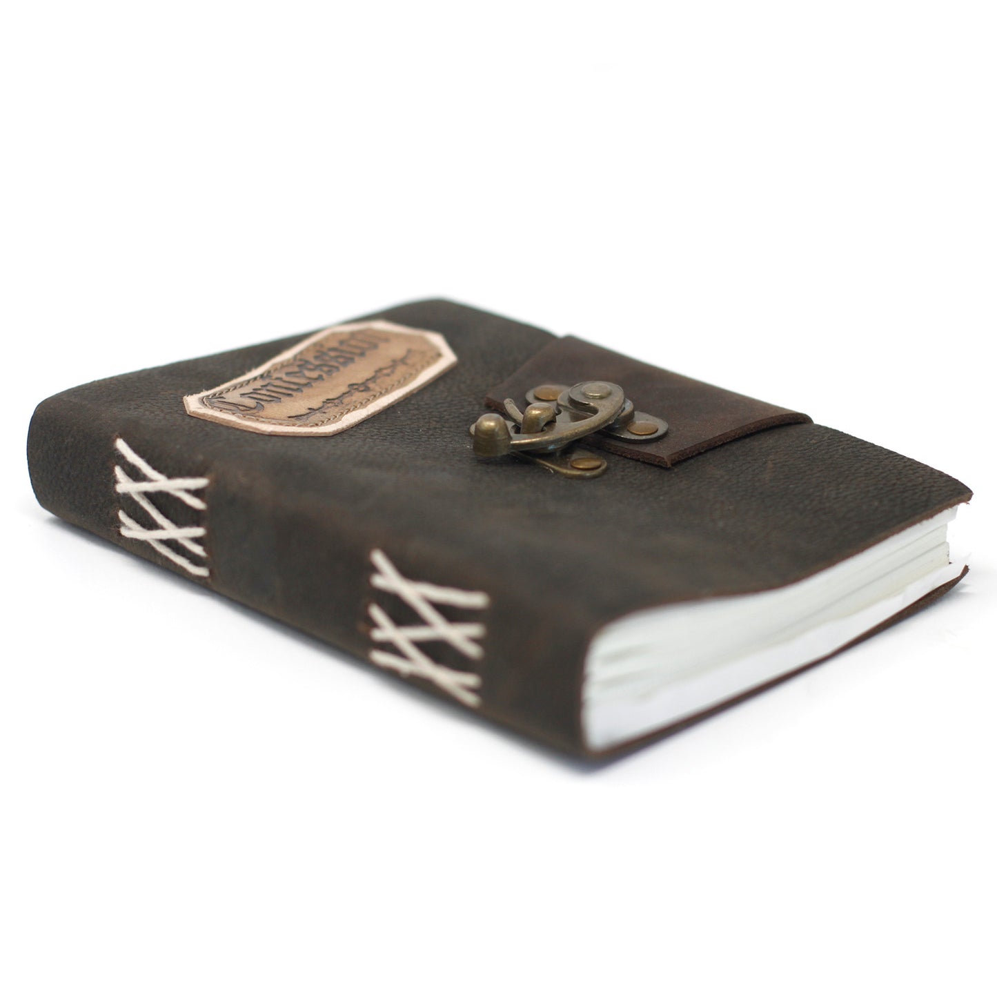 Schwarzes Notizbuch „Confessions“ aus Leder mit Schloss (7x5 Zoll)