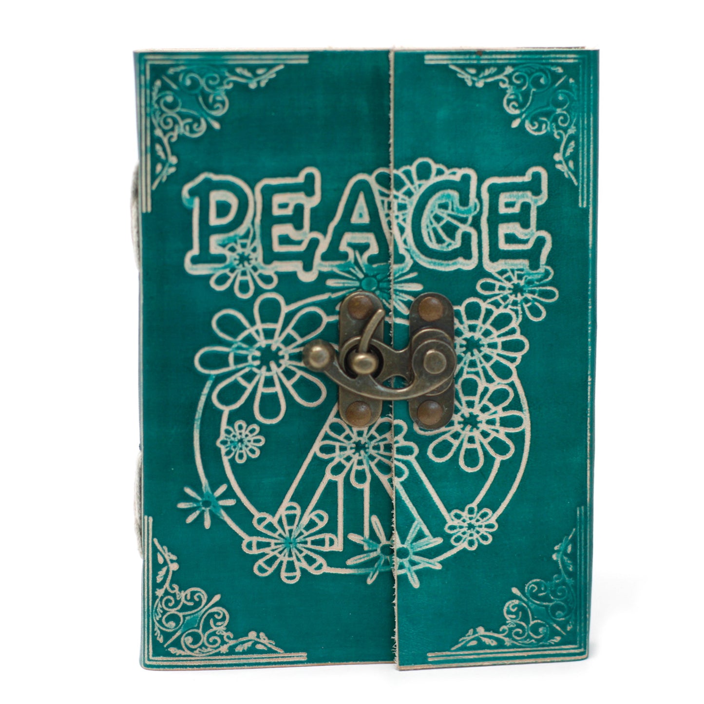 Notizbuch „Green Peace“ aus Leder mit Schloss (7x5 Zoll)