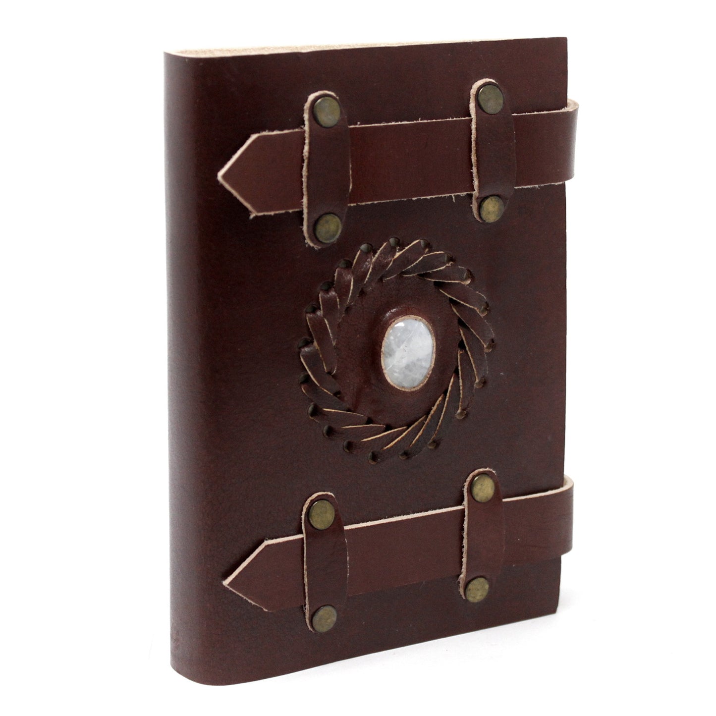 Leder-Notizbuch „Mondstein mit Gürtel“ (6x4 Zoll)