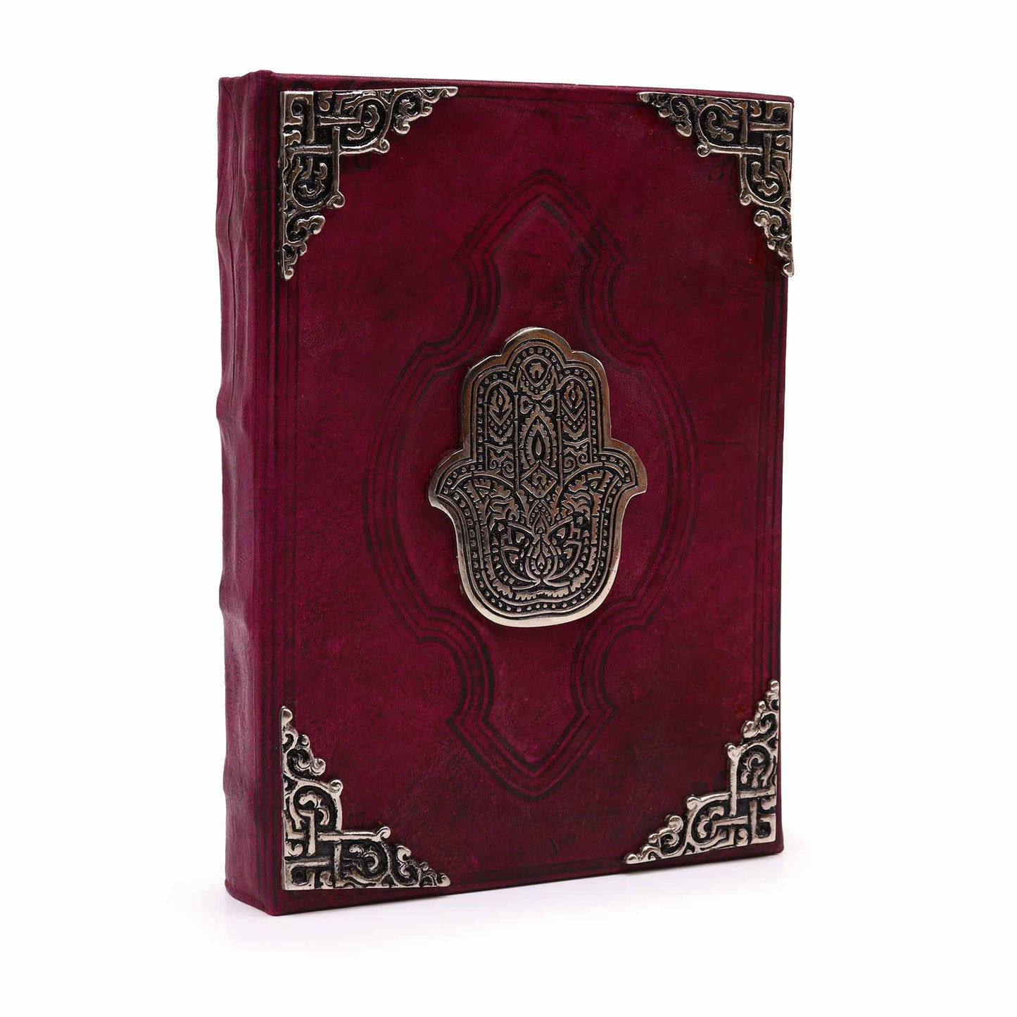 Heafty Red Tan Buch – Zink Hamsa Dekor – 200 Büttenrandseiten – 26 x 18 cm