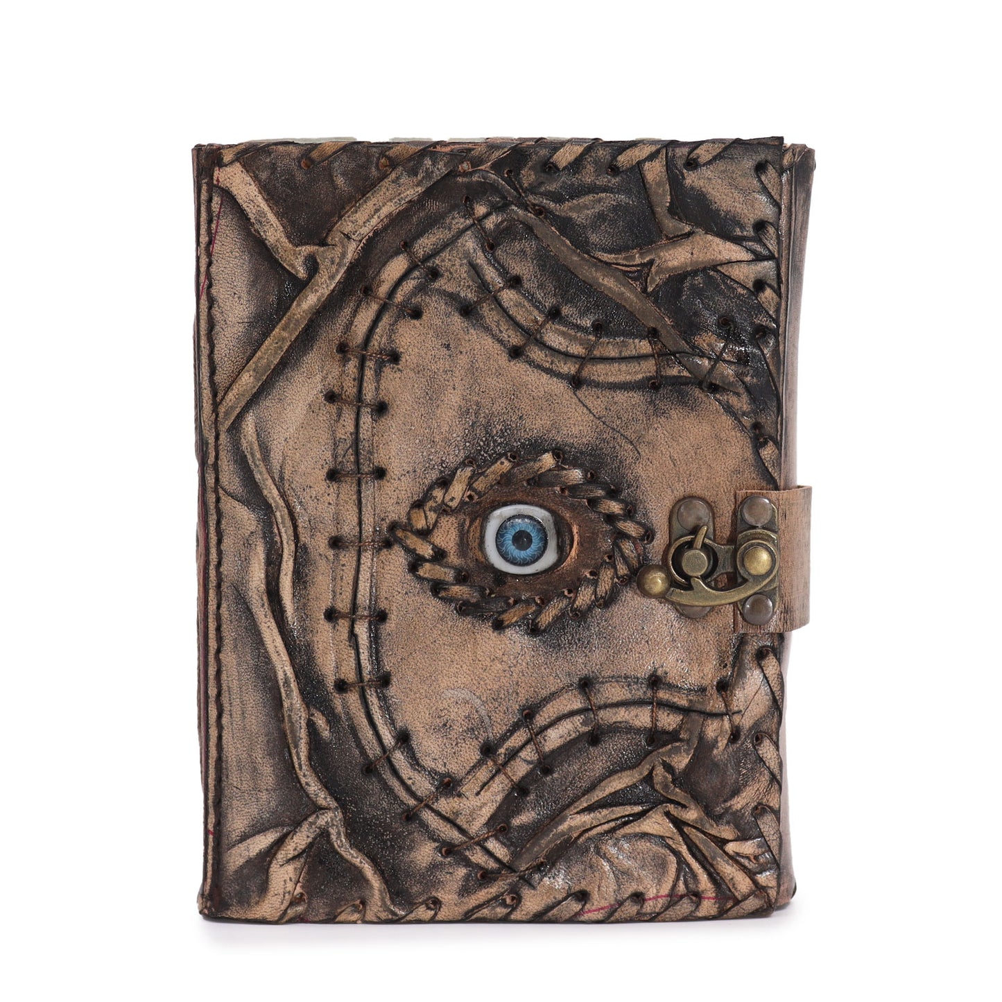 Braunes Buch – Dekor „Böser Blick“ – 160 Seiten mit Büttenrand – 17 x 12,5 cm