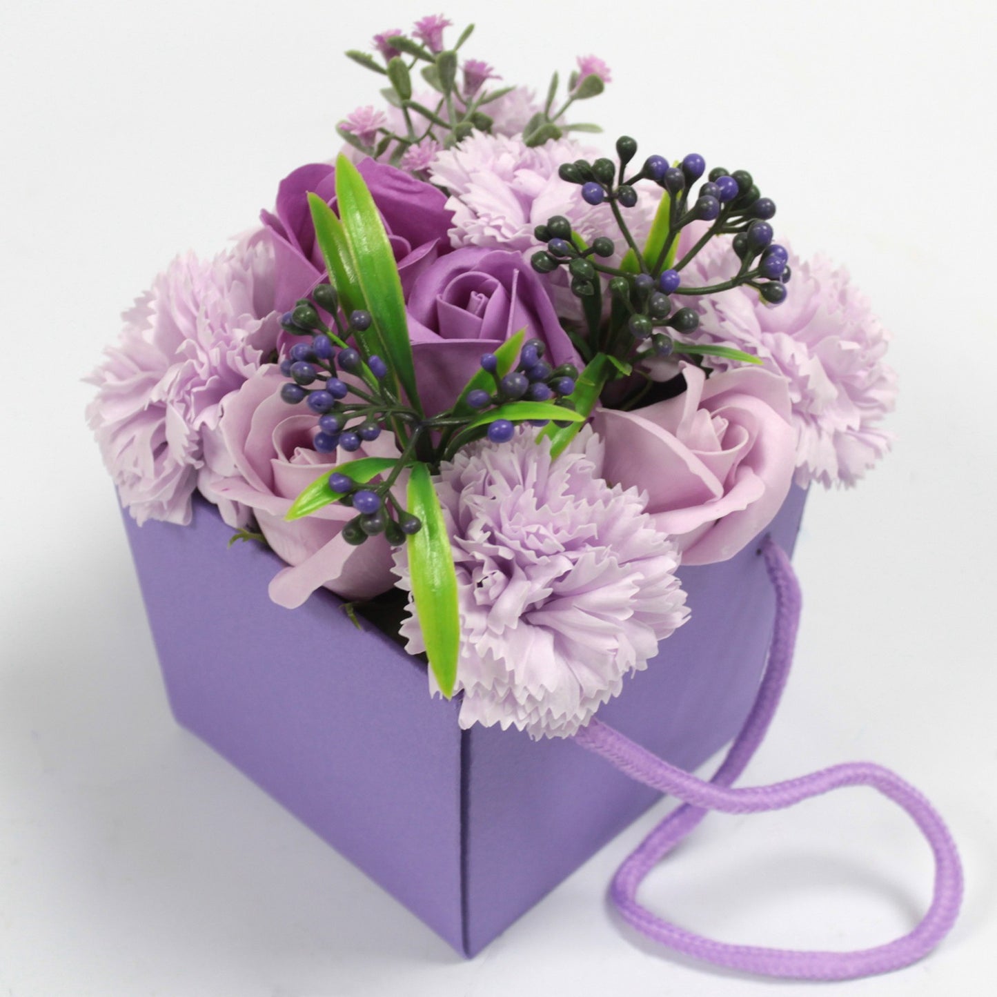 Seifenblumenstrauß - Lavendelrose & Nelke
