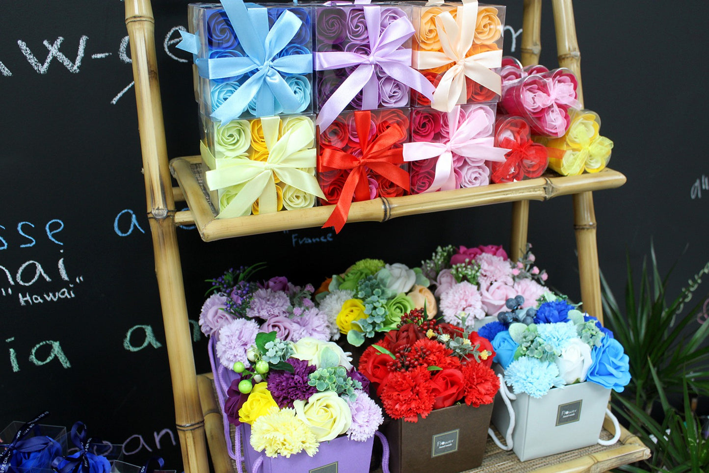 3er-Set Seifenblumen-Herzbox - Frühlingsrosen