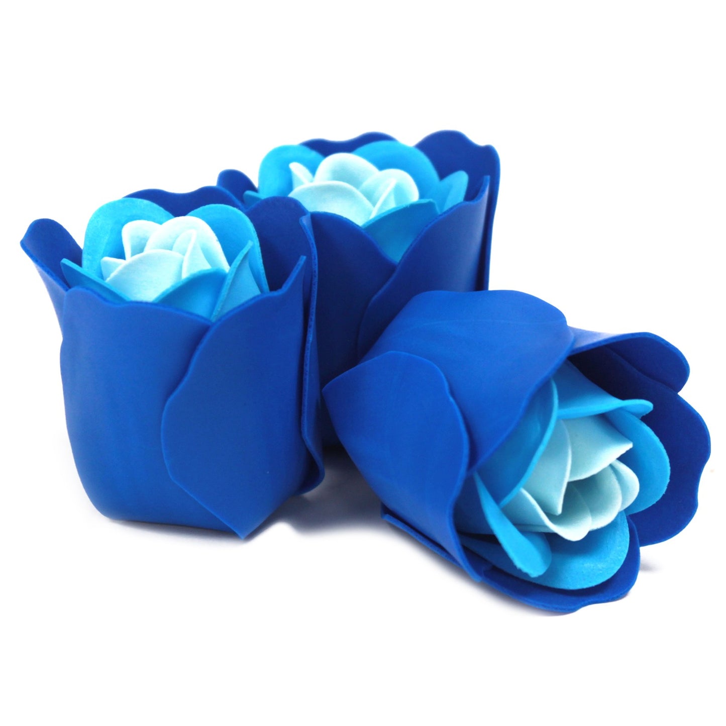 3er-Set Seifenblumen-Herzbox - Blaue Hochzeitsrosen