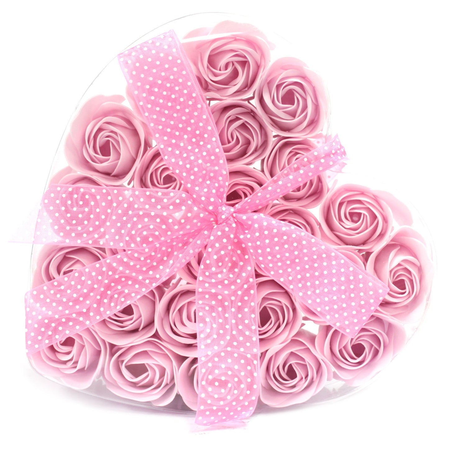 24er Set Seifenblumen-Herzbox - Rosa Rosen