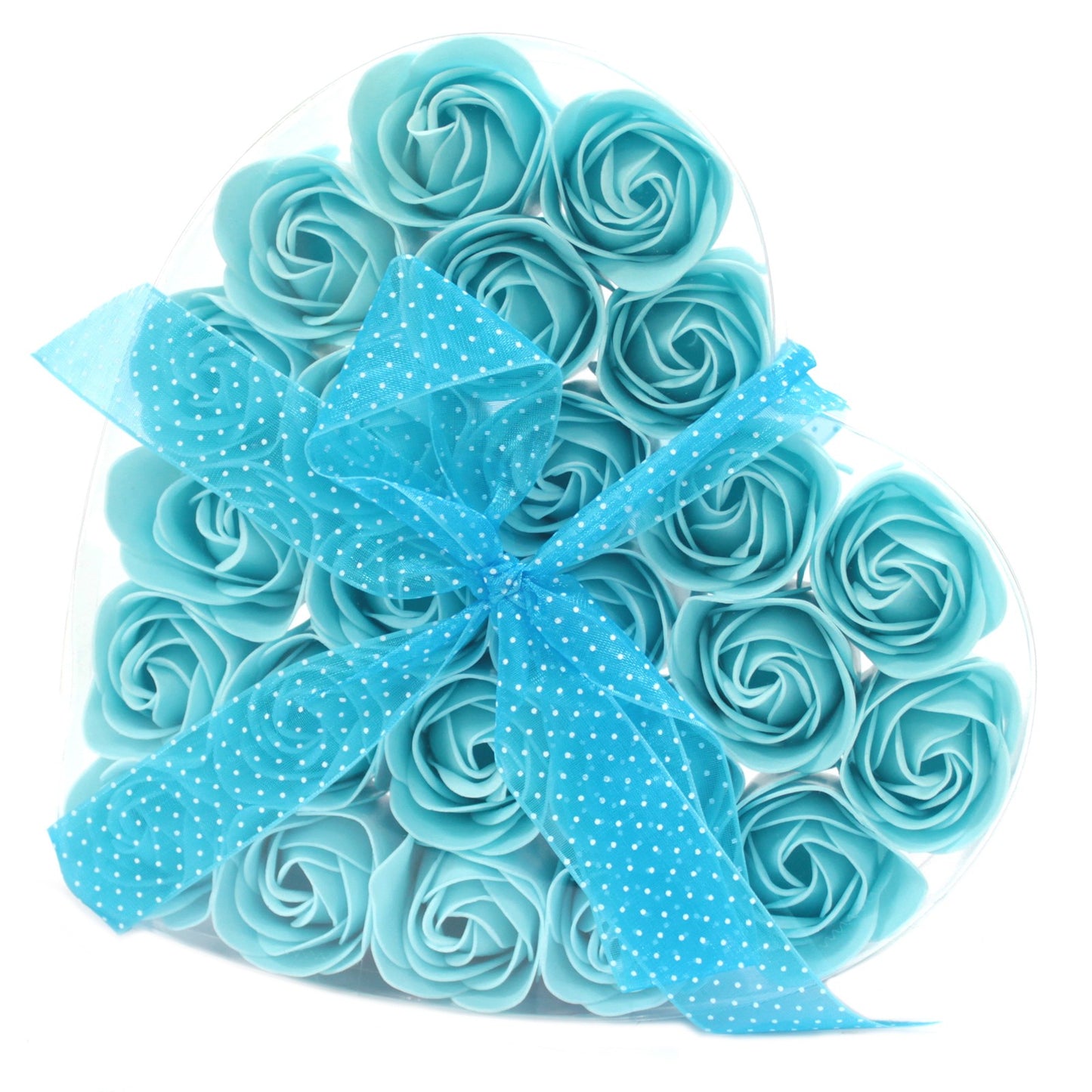 24er Set Seifenblumen-Herzbox - Blaue Rosen