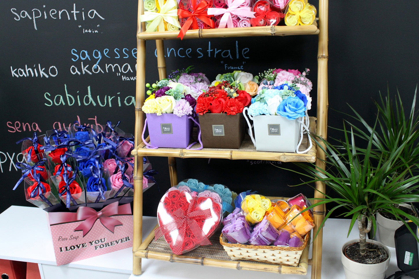 3er-Set Seifenblumen-Herzboxen - Weiß