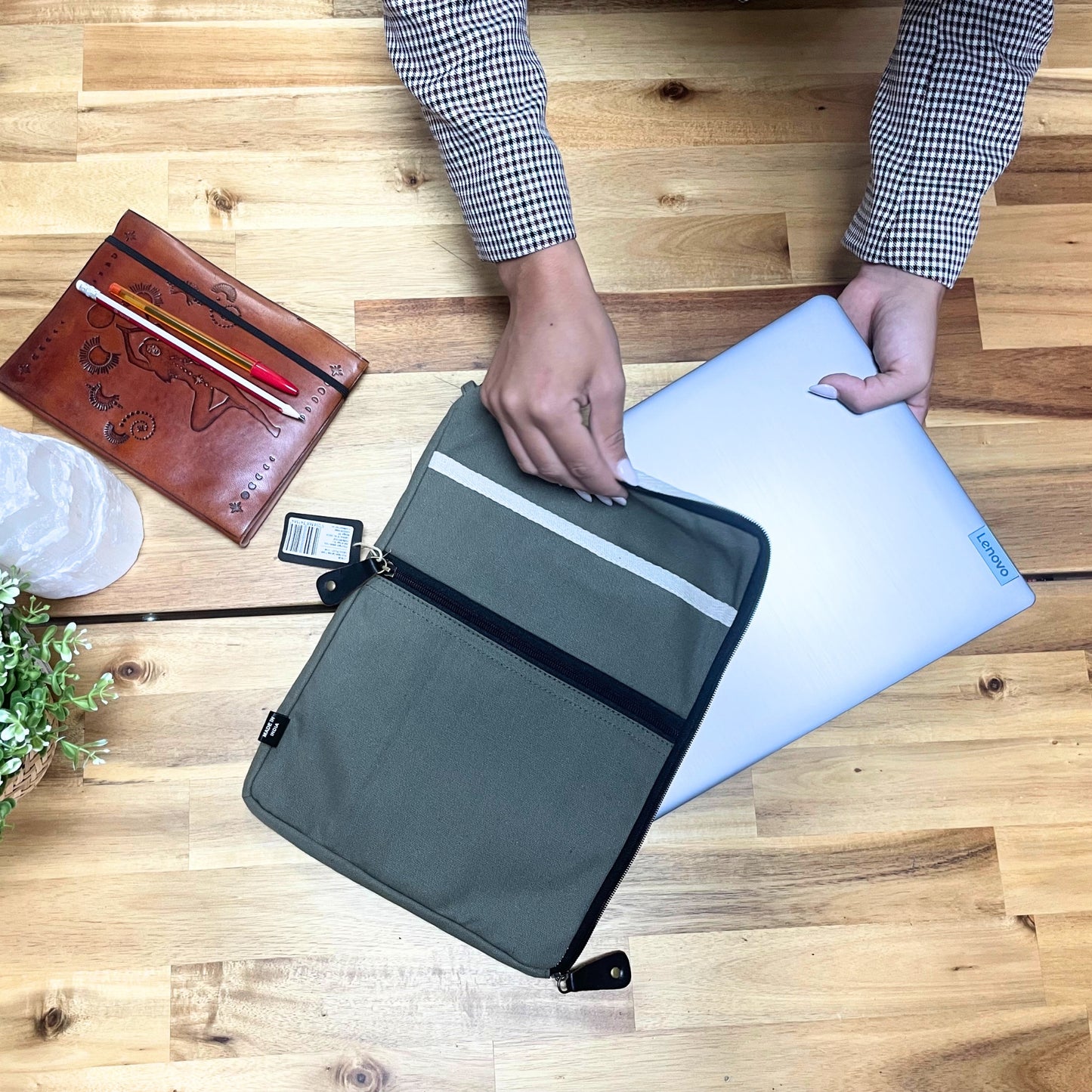 Canvas Reise-Laptoptasche - Olivgrün