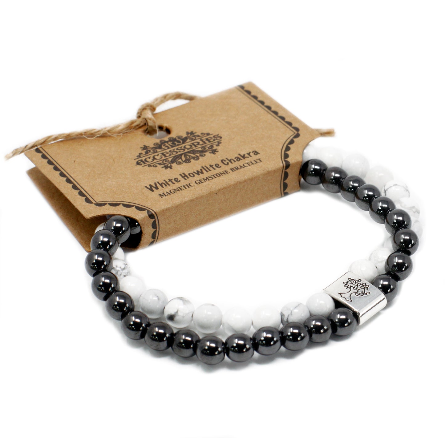 Magnetisches Edelsteinarmband - Weißes Howlith-Chakra