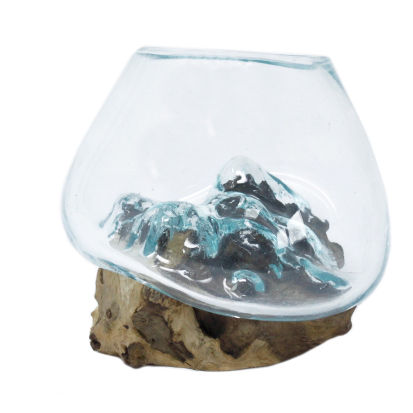 Geschmolzenes Glas auf Holz - Kleine Schale