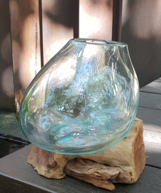 Geschmolzenes Glas auf Holz - Mittlere Schale