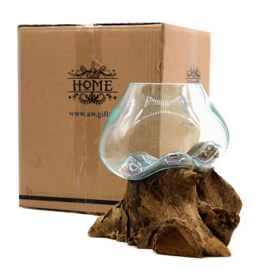 Geschmolzenes Glas auf Holz - Große Schale