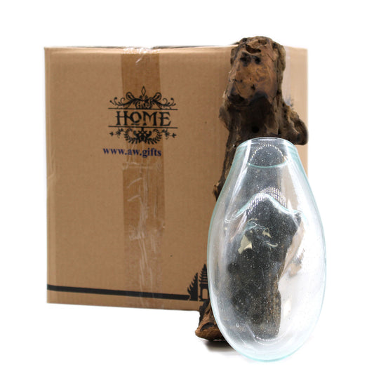 Geschmolzenes Glas auf Holz - Hängende Schale