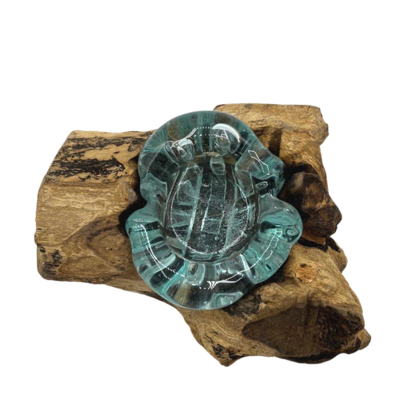 Molten Glass Candle Single Holder on Wood