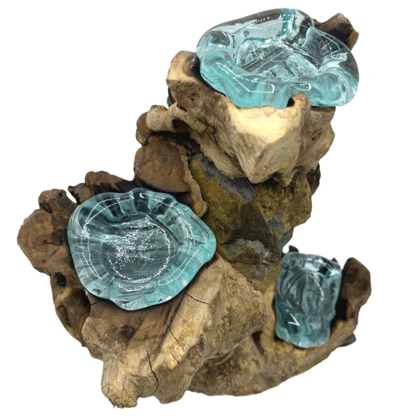 Molten Glass Triple Candle Holder on Wood