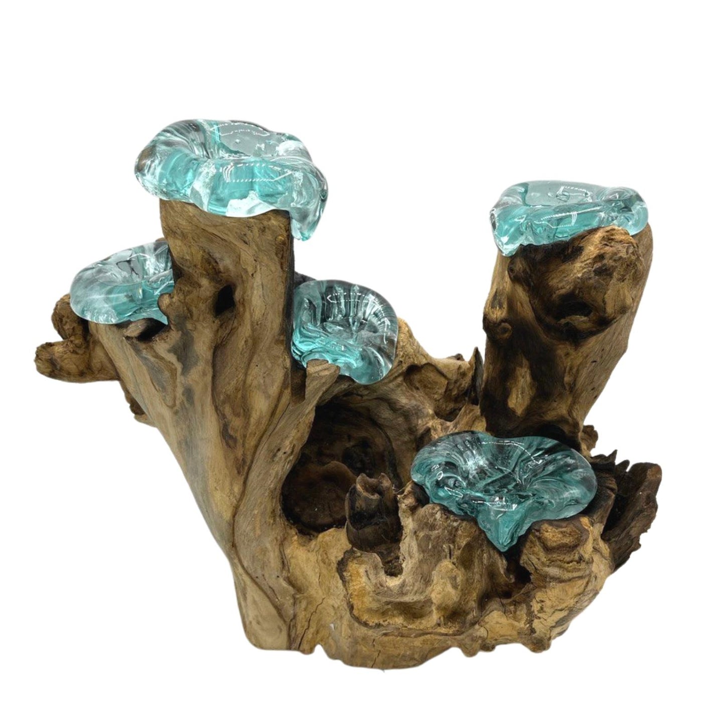 Molten Glass Five Candle Holder on Wood