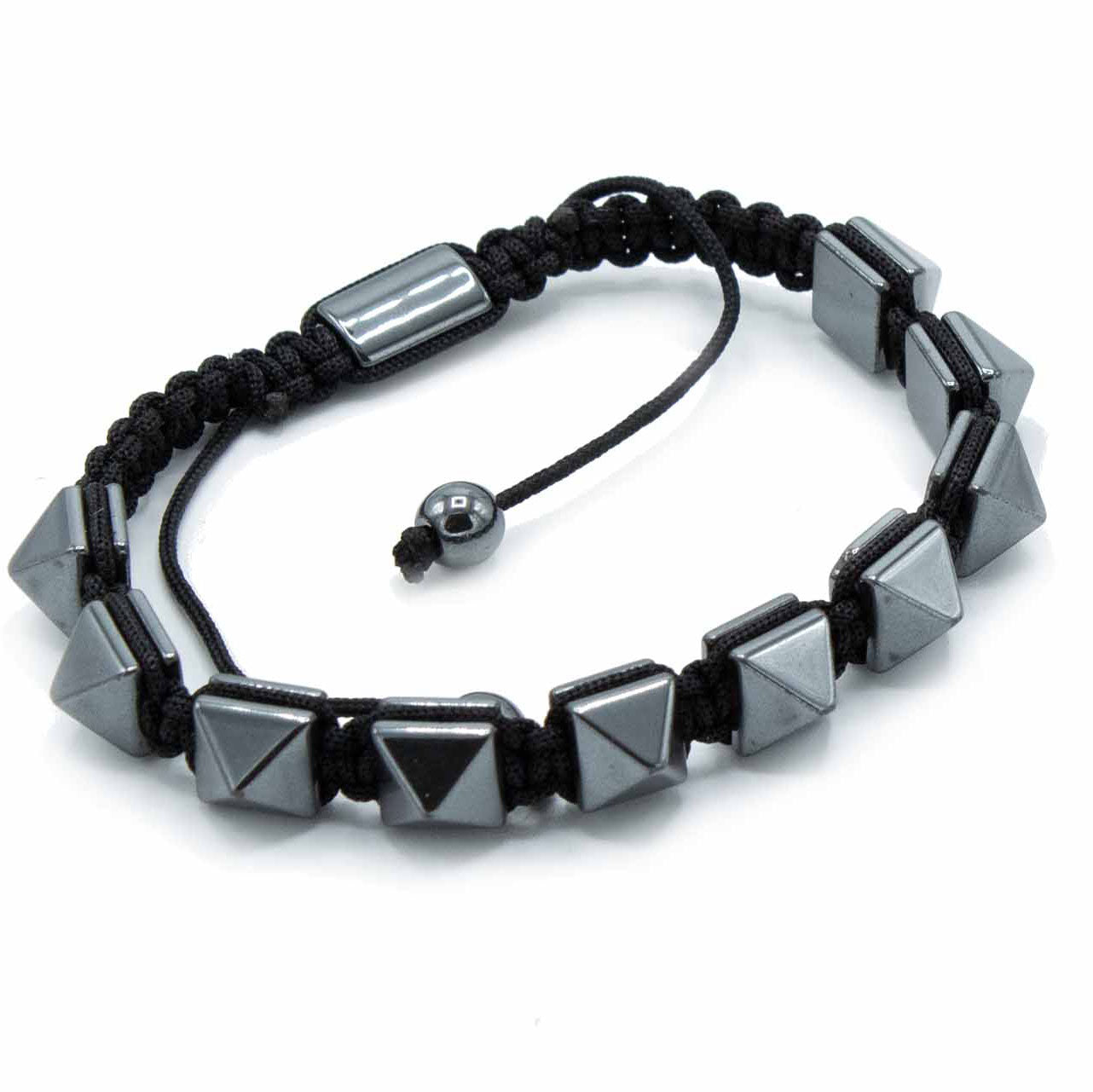 Magnetisches Hämatit-Shamballa-Armband - Stachelpyramiden