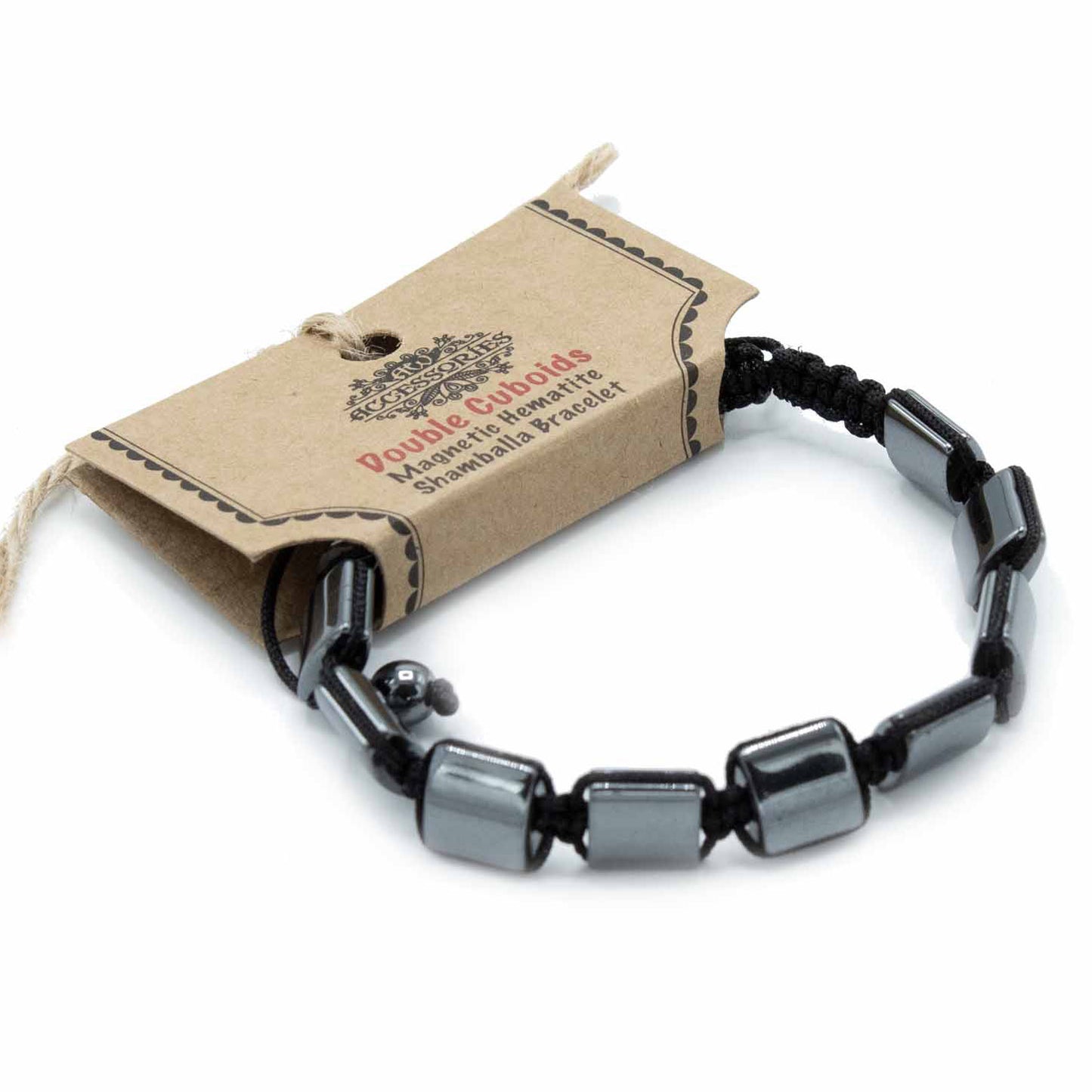 Magnetisches Hämatit-Shamballa-Armband - Doppelte Quader