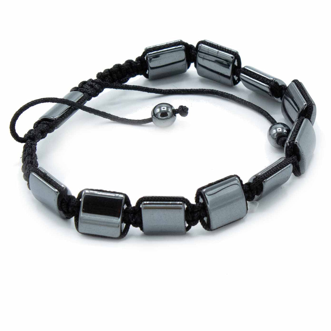 Magnetisches Hämatit-Shamballa-Armband - Doppelte Quader