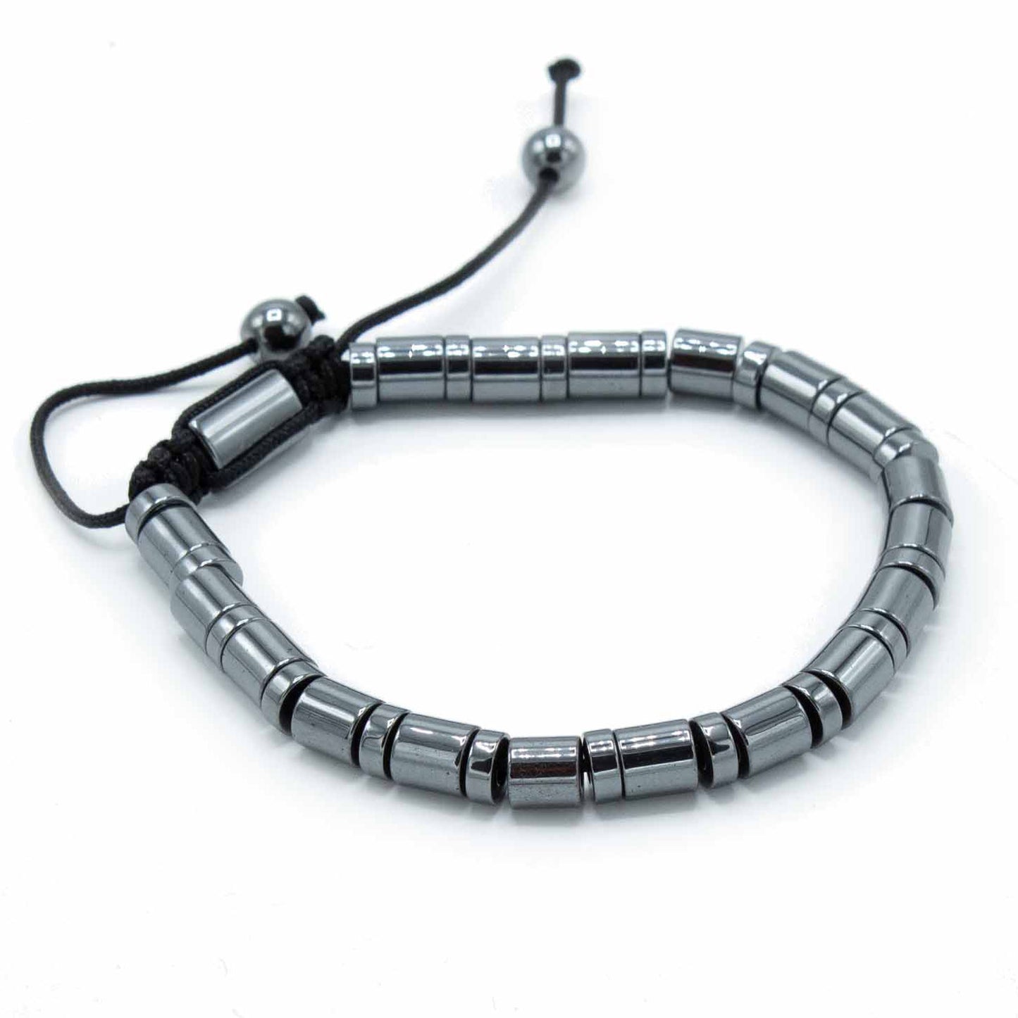 Magnetisches Hämatit-Shamballa-Armband – Zylinder und Kreise