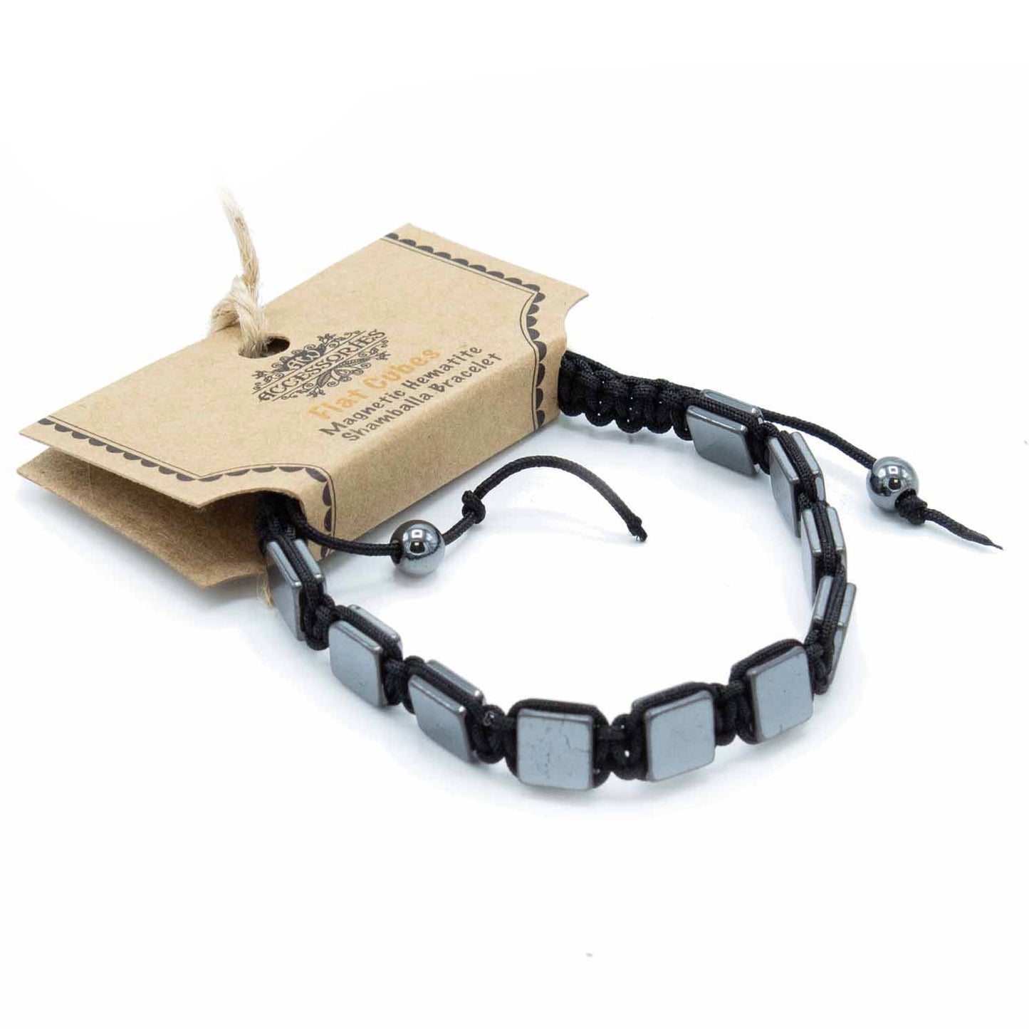 Magnetisches Hämatit-Shamballa-Armband - Flache Würfel
