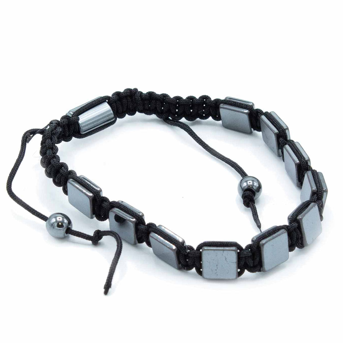 Magnetisches Hämatit-Shamballa-Armband - Flache Würfel